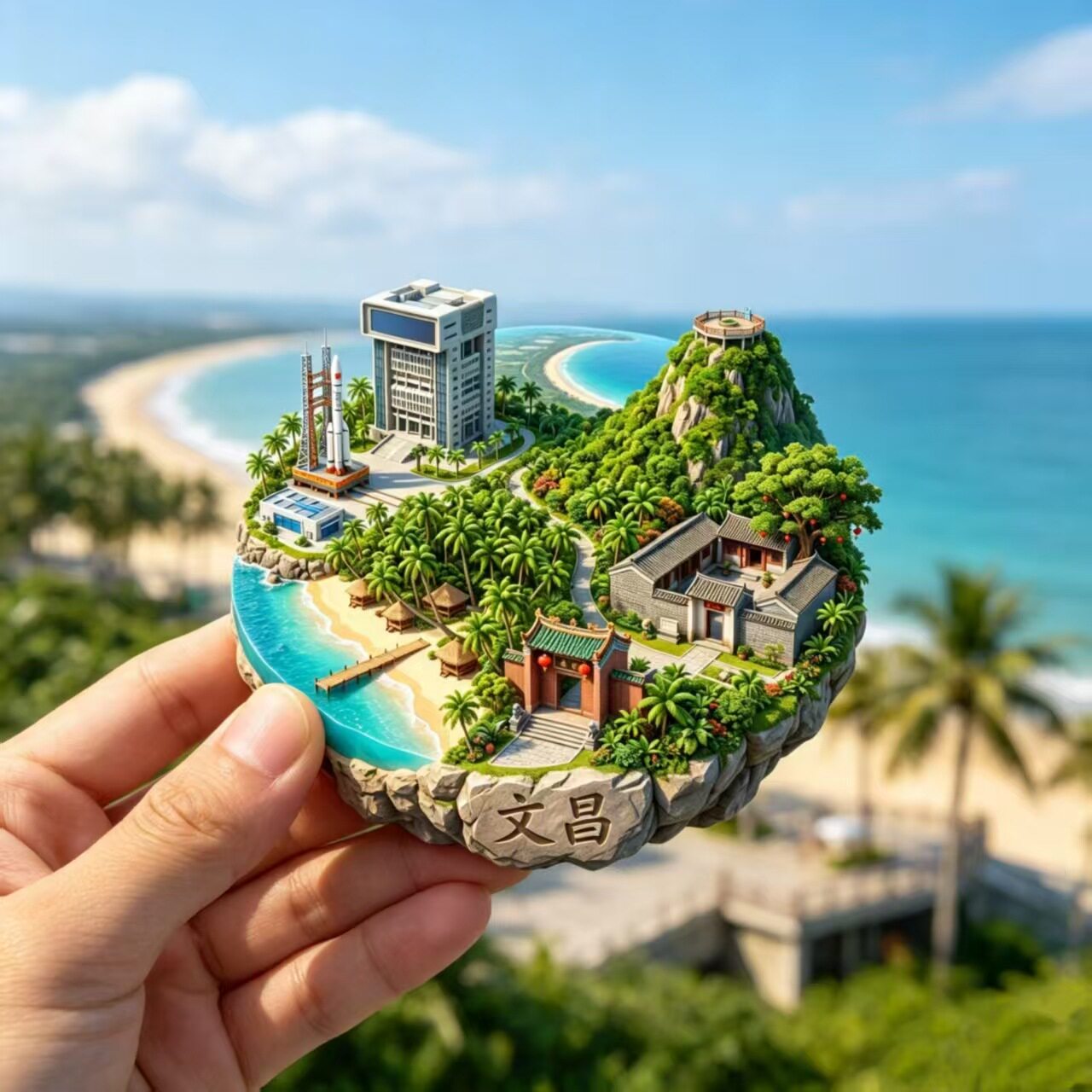 海南文昌印象金属航天冰箱贴旅游打卡纪念品国潮文创贴热门景点