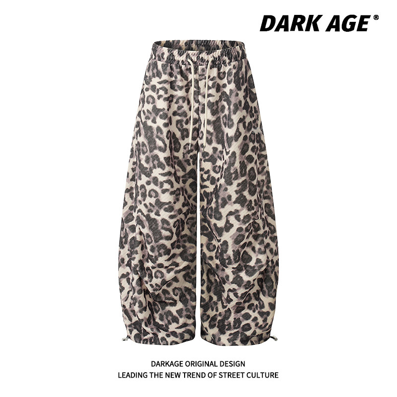 DARKAGE原创美式复古嘻哈运动豹纹阔腿休闲裤男女宽松阔腿拖地裤,女装/女士精品,休闲裤,淘宝优惠券,粉丝福利购,淘宝优惠卷
