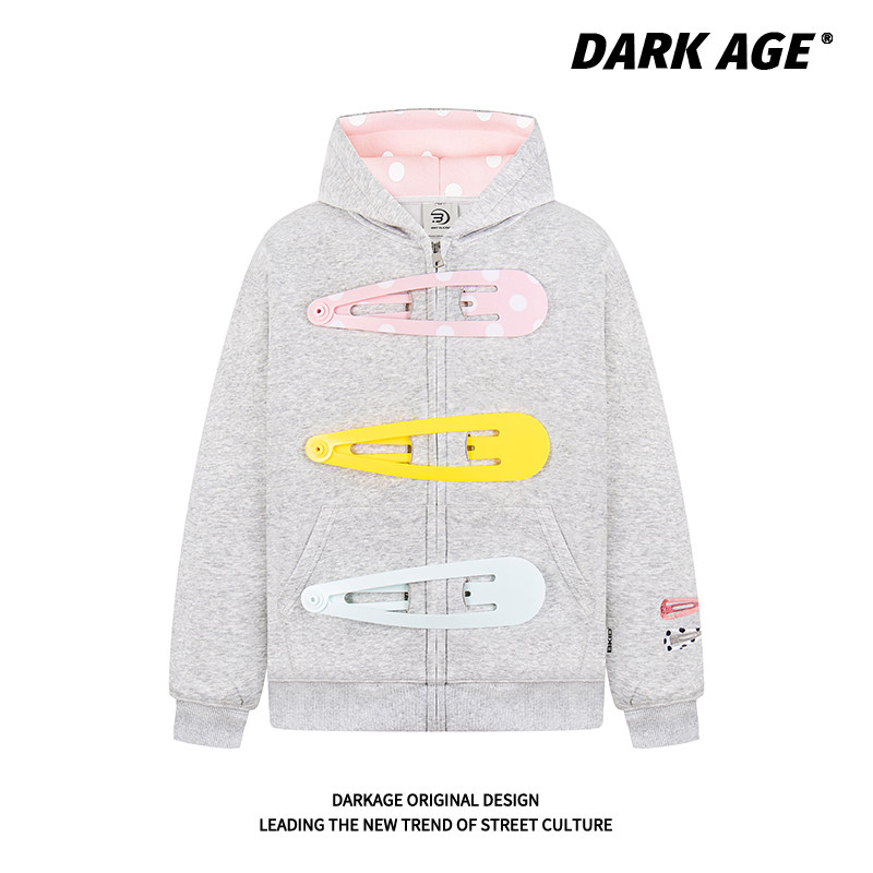 DARKAGE原创美式复古可拆卸大发夹设计趣味拉链连帽卫衣男女外套,女装/女士精品,卫衣/绒衫,淘宝优惠券,粉丝福利购,淘宝优惠卷