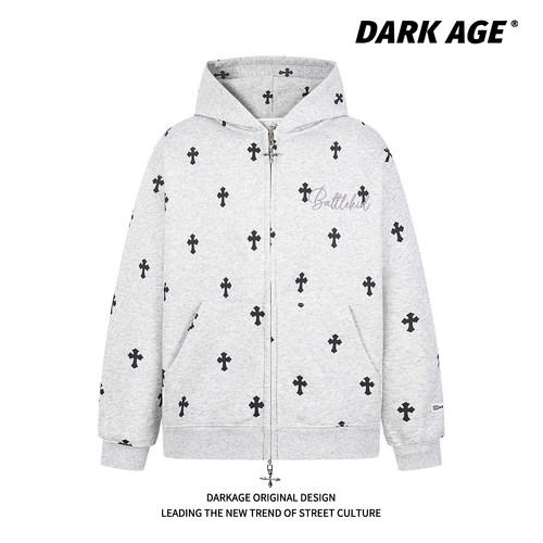 DARKAGE秋冬加绒连帽卫衣哥特风