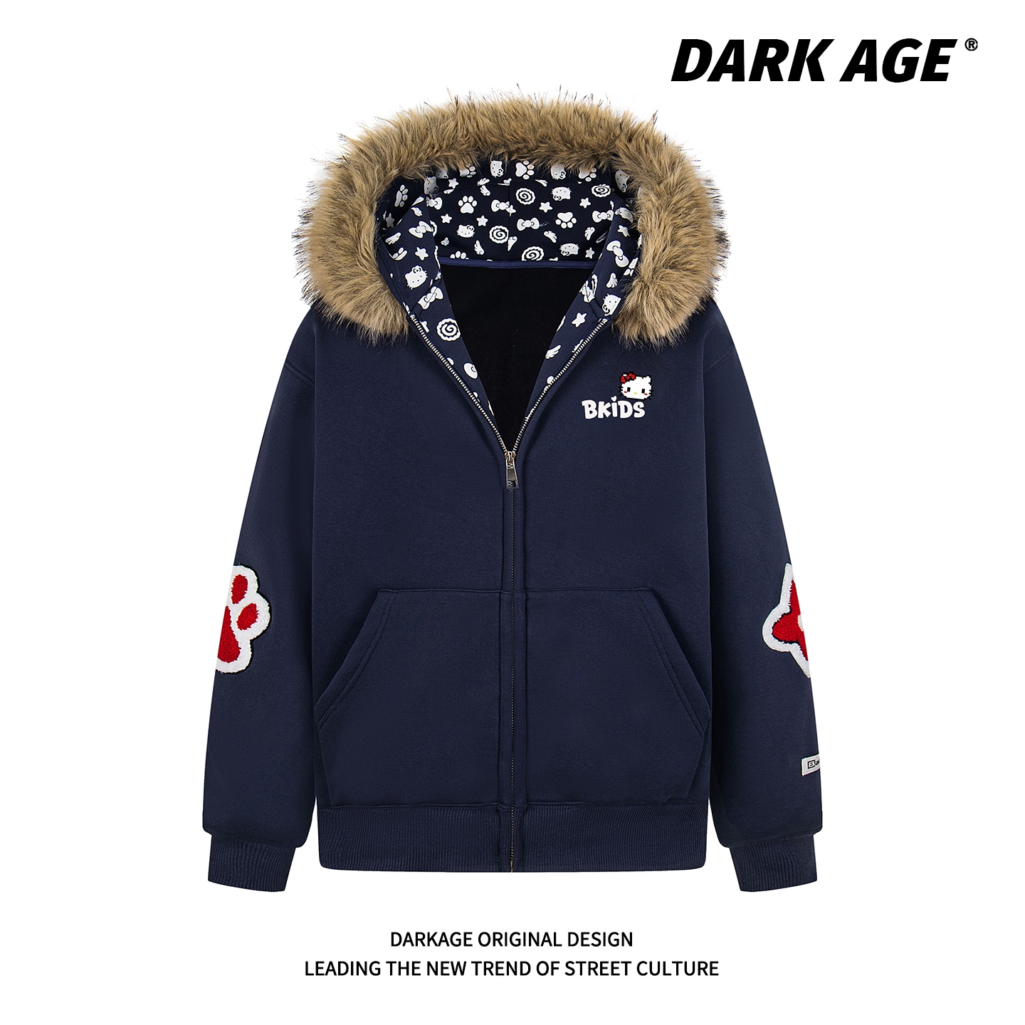 DARKAGE秋冬连帽卫衣加绒外套