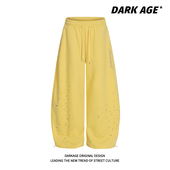 女宽松高腰显瘦阔腿裤 DARKAGE原创美式 复古星星烫钻弯刀休闲卫裤