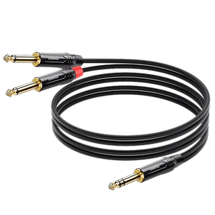 6.5一分二音频线 大三芯双声道转双6.35大二芯单声音频钢琴音箱线