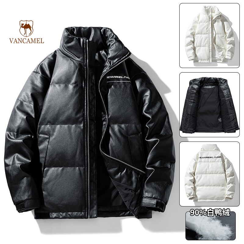 西域骆驼无帽立领常规情侣羽绒服