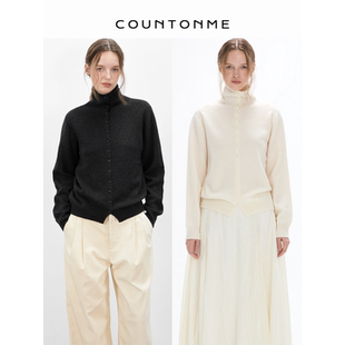 针织衫 100%美丽诺羊毛无缝多扣高领亲肤长袖 优雅时髦 COUNTONME