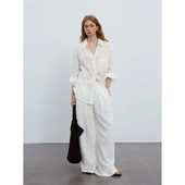 松紧抽绳百搭休闲长裤 COUNTONME 夏季 极简棉麻阔腿裤 女 松弛自在