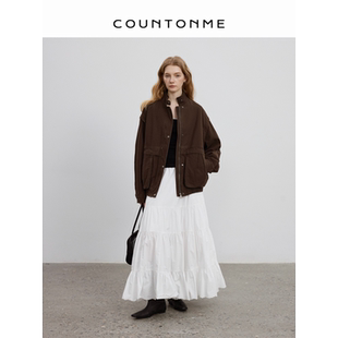 COUNTONME 率性时髦/袖子可拆卸两穿纯棉水洗工装立领夹克外套