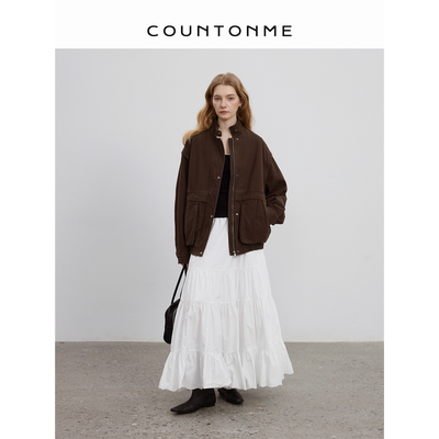 COUNTONME 率性时髦/袖子可拆卸两穿纯棉水洗工装立领夹克外套