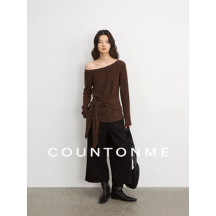 T恤 天丝羊毛混纺亲肤露肩两穿绑带收腰长袖 COUNTONME 松弛随性