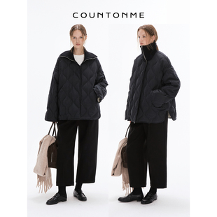 COUNTONME 精纺羊毛菱格廓形极简羽绒服 三星安心可溯源90白鹅绒