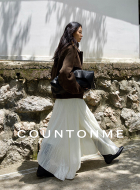 COUNTONME 浪漫随性/秋冬不规则羊毛蕾丝半裙垂坠感飘逸长裙