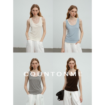 COUNTONME 5色入/天丝羊毛醋酸混纺基础叠穿针织背心