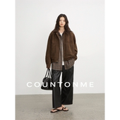复古老钱柔雾感环保麂皮翻领夹克女短款 COUNTONME 质感重工 外套