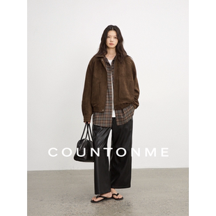 外套 复古老钱柔雾感环保麂皮翻领夹克女短款 COUNTONME 质感重工
