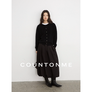 COUNTONME 羊绒羊毛混纺简约圆领单排扣松弛慵懒纯色针织毛衣开衫