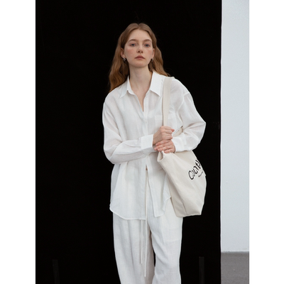 COUNTONME 慵懒自在天丝亚麻衬衫 夏季防晒开衫 轻盈透气长袖衬衣