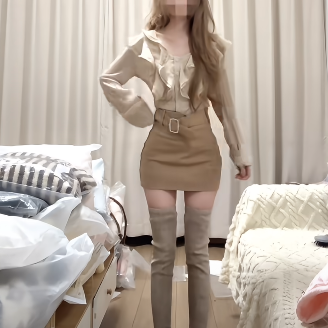 温柔千金系纯欲风穿搭荷叶边衬衫包臀短裙两件套,女装/女士精品,时尚套装,淘宝优惠券,粉丝福利购,淘宝优惠卷