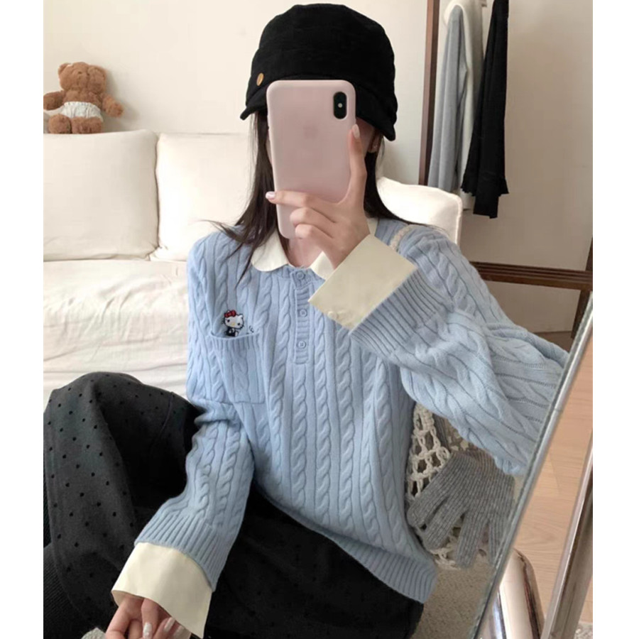 韩系穿搭春假两件秋新款毛衣外套女装学院风可拆卸领针织上衣开衫,女装/女士精品,毛衣,淘宝优惠券,粉丝福利购,淘宝优惠卷