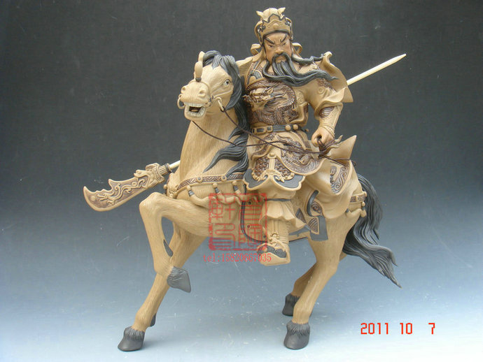 陶瓷石湾公仔千里走单骑工艺品