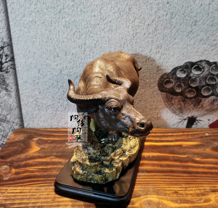 陶瓷工艺品  石湾公仔 生肖 牛 和气生财