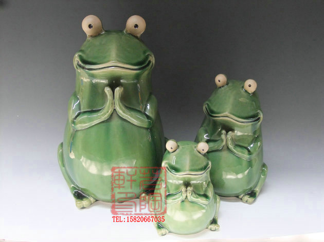 陶瓷石湾公仔祈福青蛙工艺品