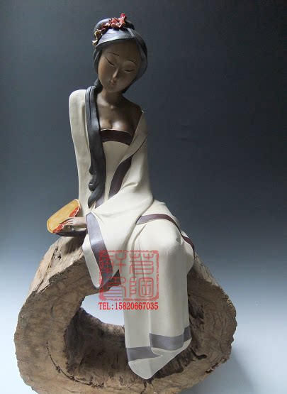 陶瓷工艺品 石湾公仔 仕女 夏日风情