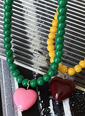 RTZHANG彩色爱心吊坠珍珠项链女