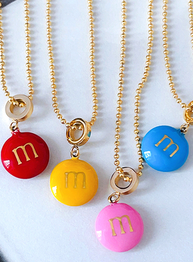 RTZHANG彩色M豆不掉色百搭项链女