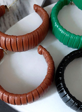 RTZHANG设计感小众编织C形耳圈耳环女秋冬新款夸张个性时尚耳饰品