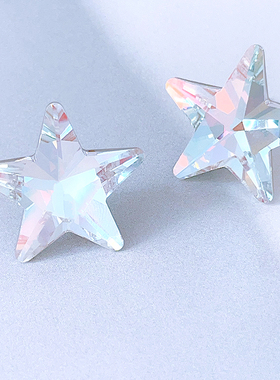 RTZHANG 高级感超闪渐变五角星星耳环耳钉女气质百搭时尚个性耳饰