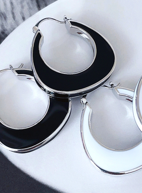 RTZHANG高级感黑白几何耳环耳坠女气质设计感时尚夸张个性耳饰品