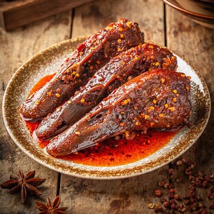 鱼妈妈麻辣冷吃鸭头四川自贡特产鸭脑壳休闲零食卤味熟食鸭货