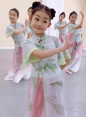 小船谣冠玉舞蹈服城外小月亮演出服儿童旗袍古典舞纱衣中国风