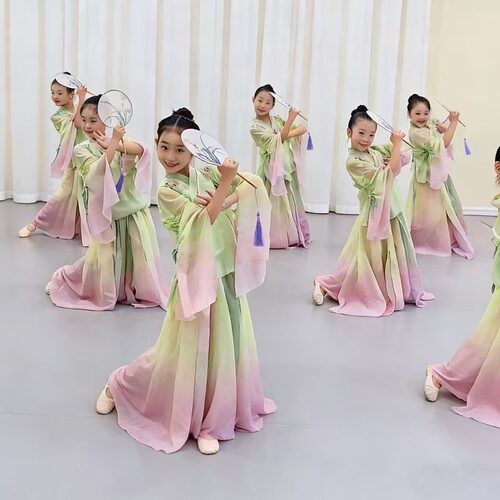 儿童女古风汉服古典舞演出服