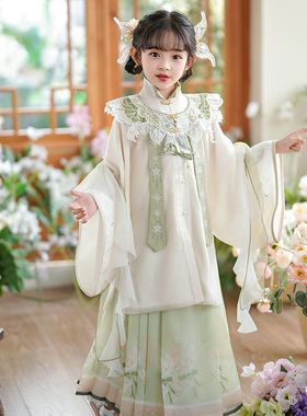 汉服女童春秋新款儿童超仙古风古装中国风春季唐装女宝花神夏装