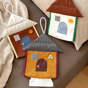 ins小房子挂式纸巾袋可爱韩系悬挂抽纸袋创意家用车载装饰抽纸盒