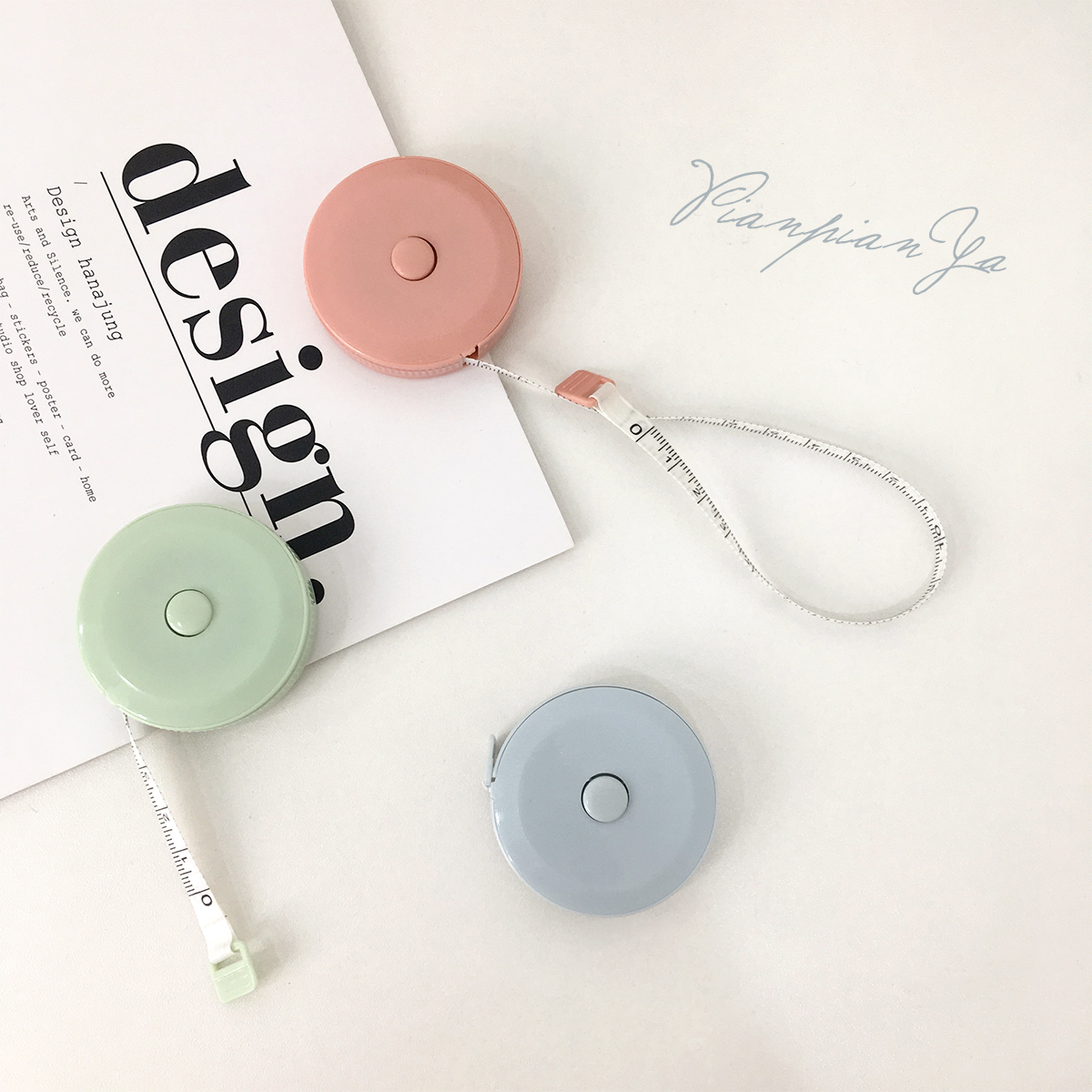 马卡龙三色迷你卷尺小皮尺