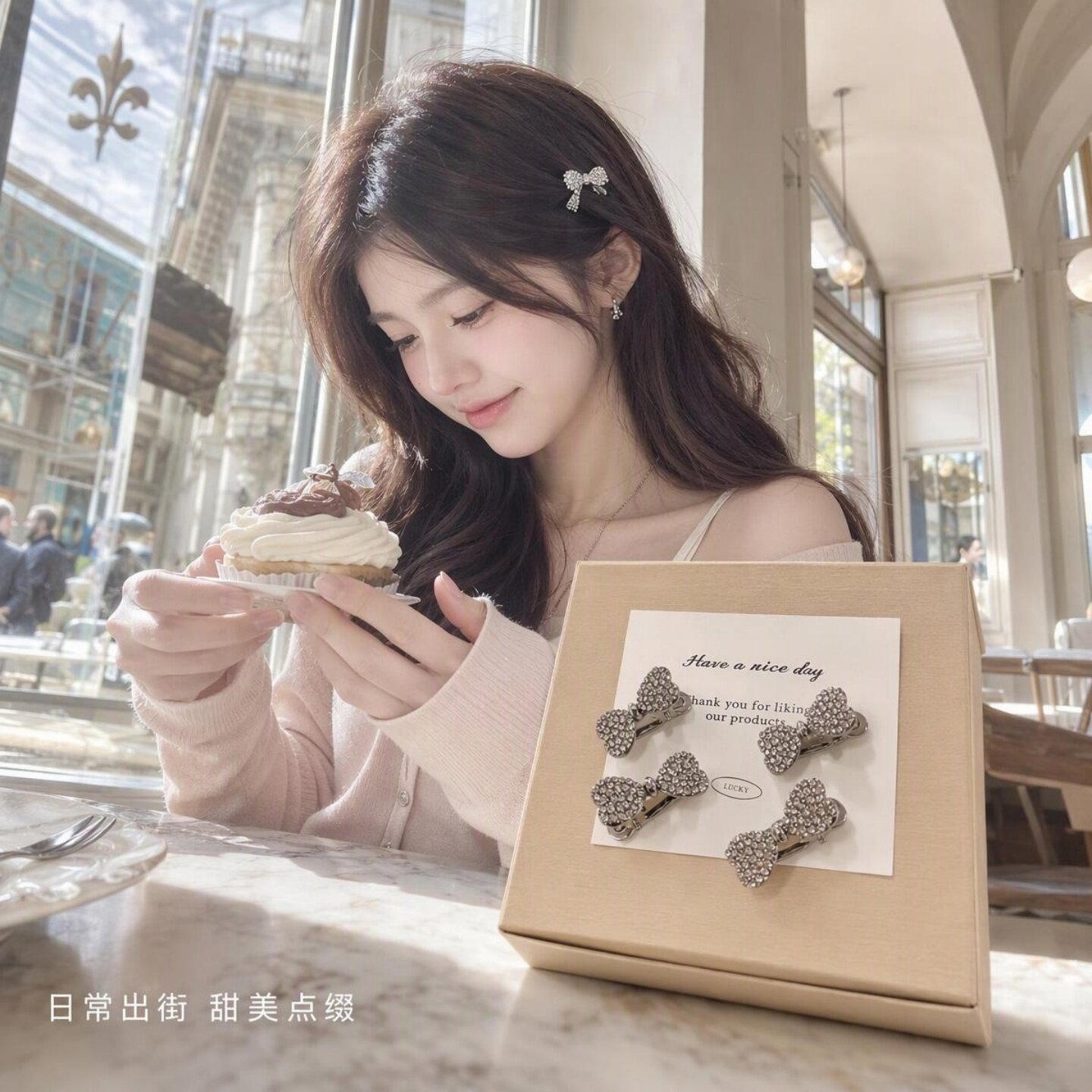 超闪水钻小号蝴蝶结刘海发夹
