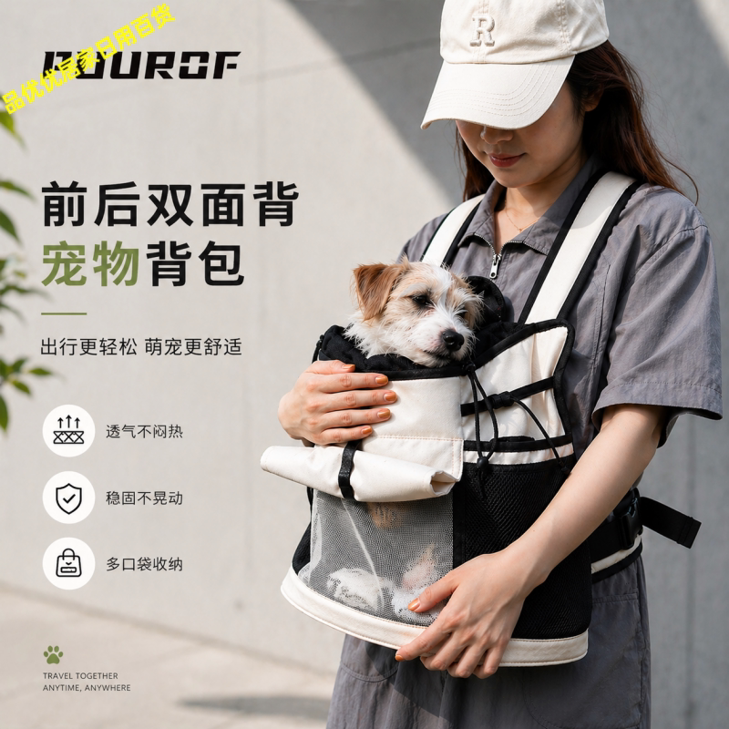 宠物胸前包外出轻便透气猫咪包狗包大容量双肩背包便携背包防应激