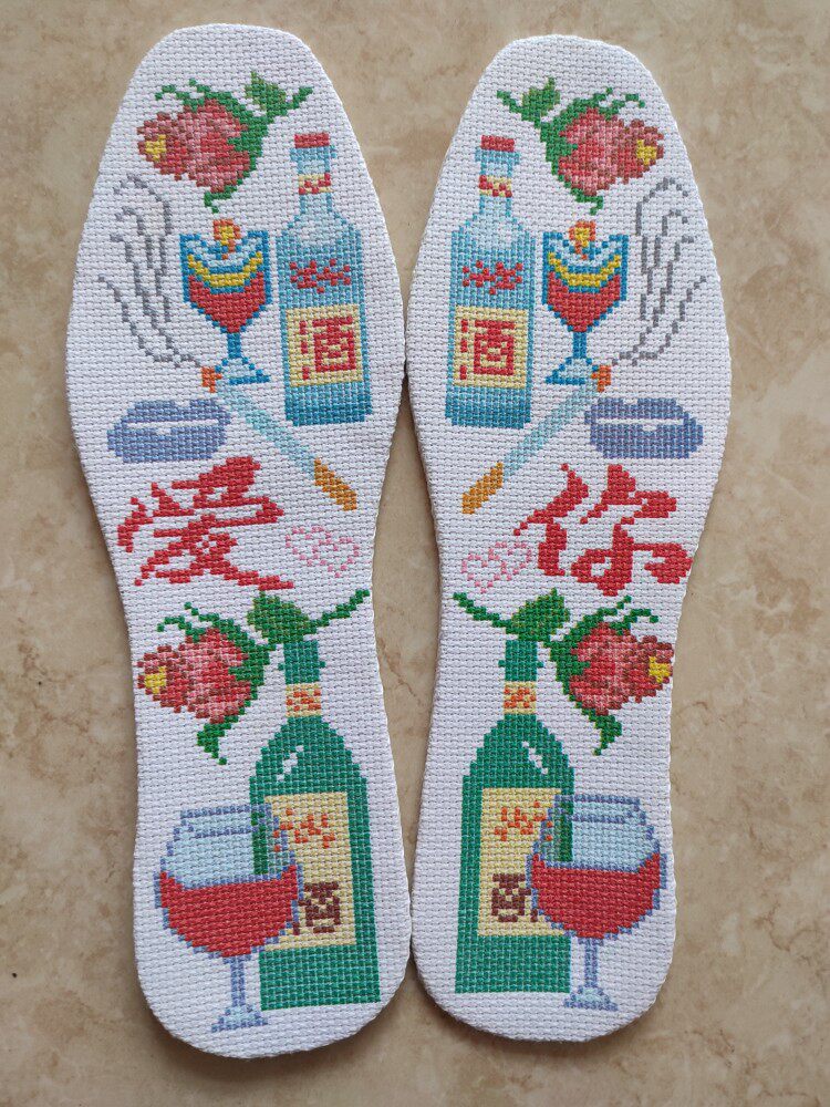 纯手工制作6层吸汗印花鞋垫刺绣绣花十字绣半成品定6双包邮不配线