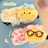 秋冬季 可爱毛绒呆萌小鸡香蕉夹甜美少女心马尾夹后脑勺盘发鲨鱼夹