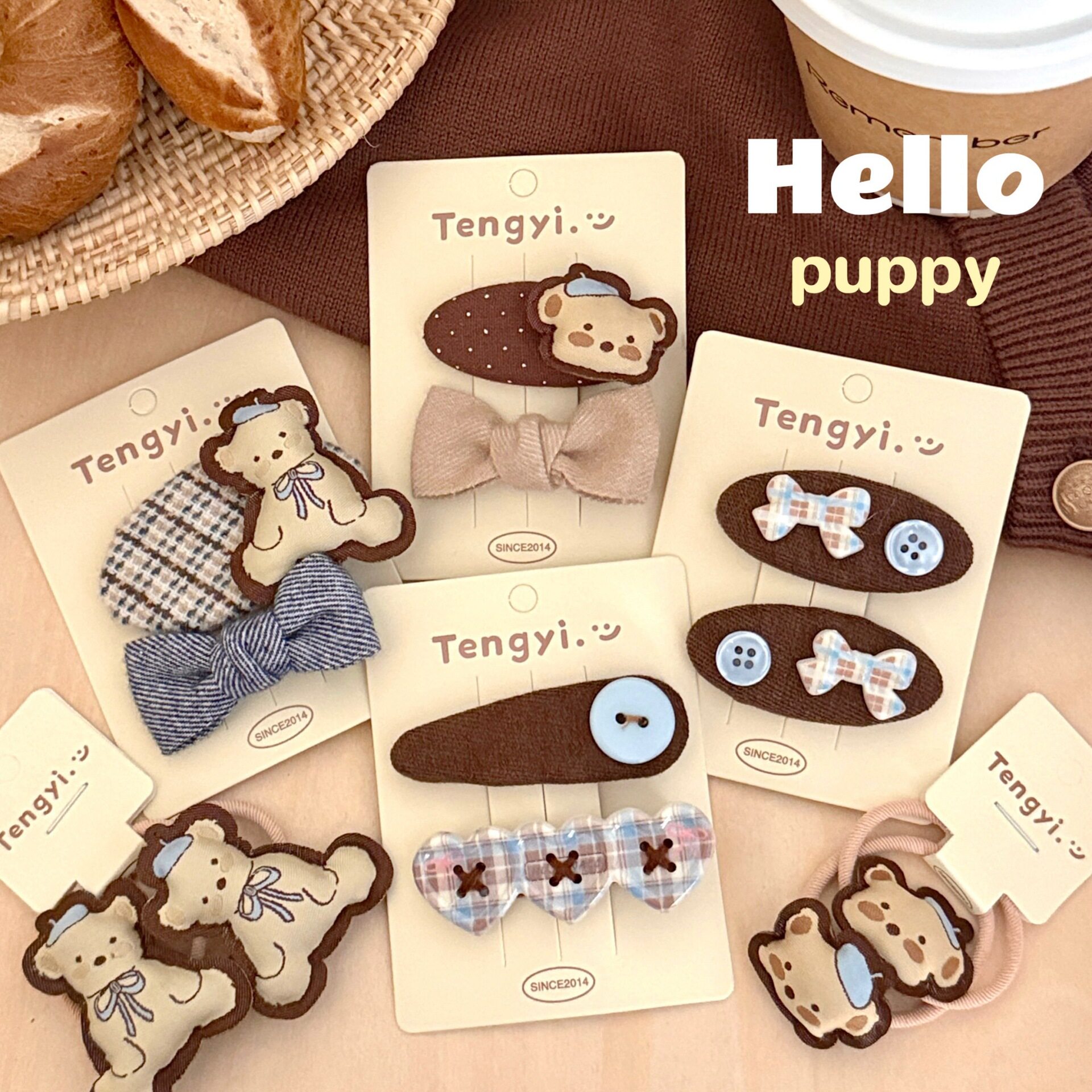 韩系奶咖色可爱卡通小熊发夹少女百搭刘海儿童侧边碎发夹BB夹批发