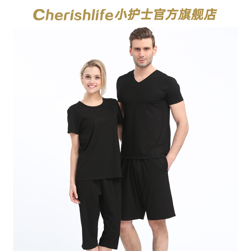小护士家居服套装男女士可外穿休闲运动短袖短裤宽松情侣睡衣夏季