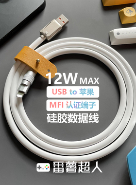番薯超人 手工DIY数据线适用苹果手机USB12W充电线机客制化MFI认证端子液态硅胶快充iphone5-14手机车载充电