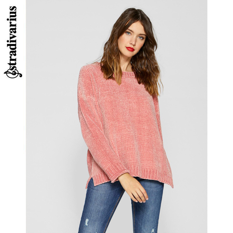 秋冬折扣Stradivarius 女装打底衫粉色针织衫毛衣女 05020762149