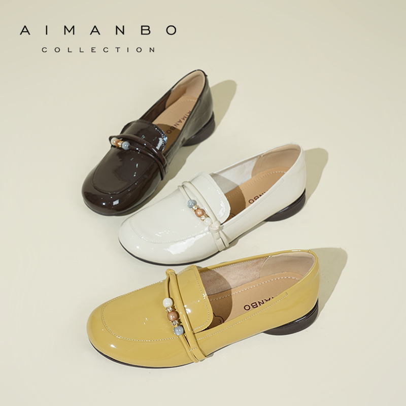 漫步佳人2025秋季新品软底不累脚皮鞋英伦风单鞋一脚蹬通勤简约鞋