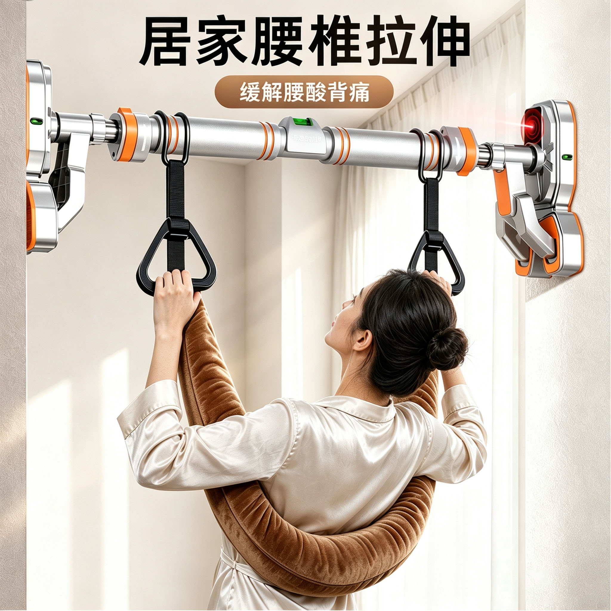 免打孔单杠室内家用引体向上器材图片