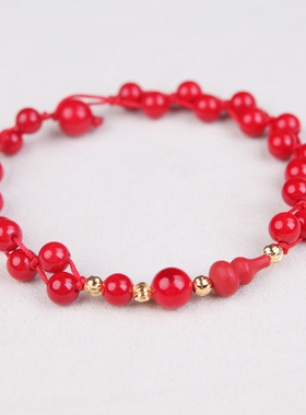 红色民族古风脚链子葫芦复古脚绳情侣足链女款红绳性感小众设计