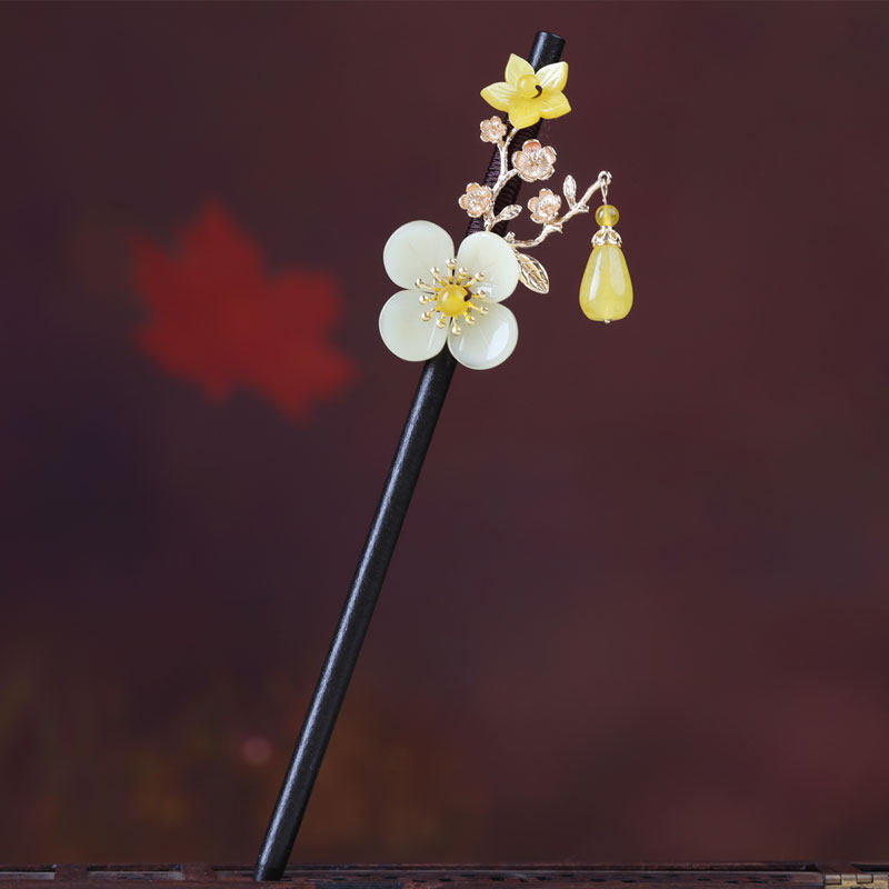 发簪汉服花朵头饰女古装古代发钗民族风木簪子发饰品配饰步摇流苏