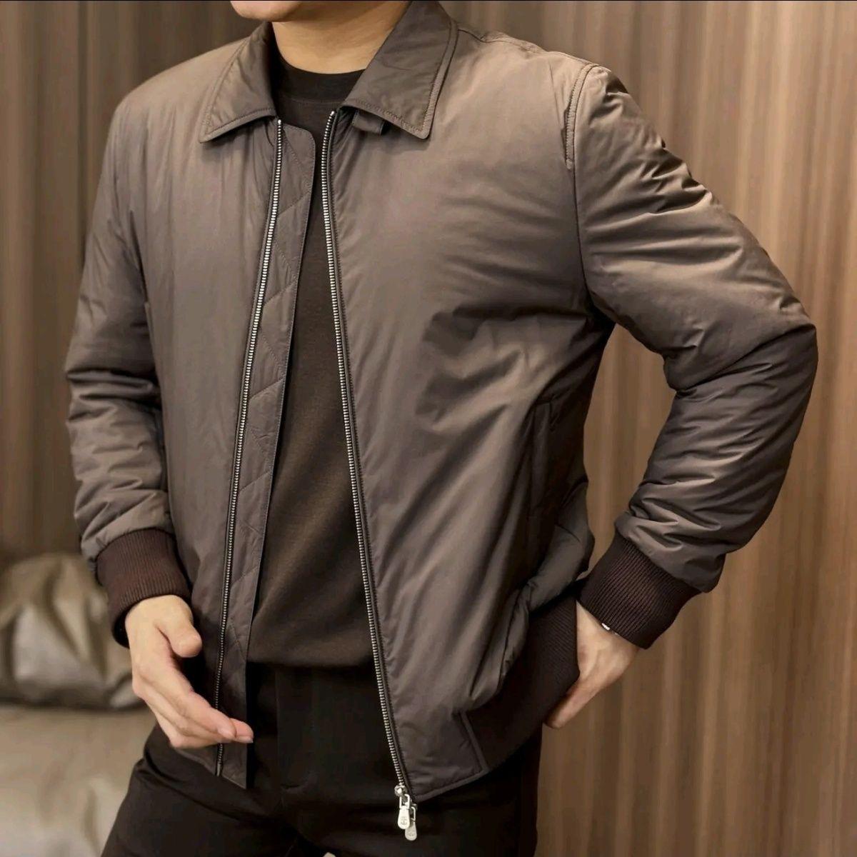 秋冬高端男士修身商务绅士夹克外套欧货休闲保暖翻领棉服简约时尚
